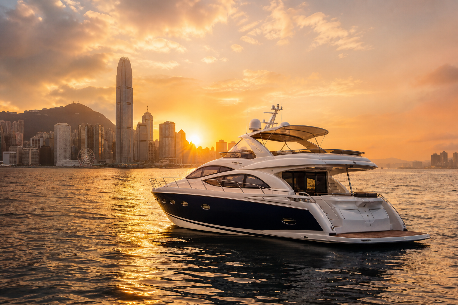 Monnie Yacht 豪華遊艇於維港日落時分